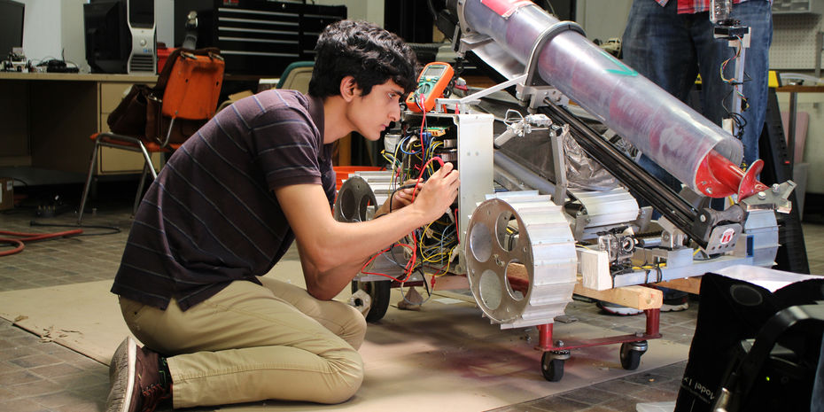 Undergrad student working on rover